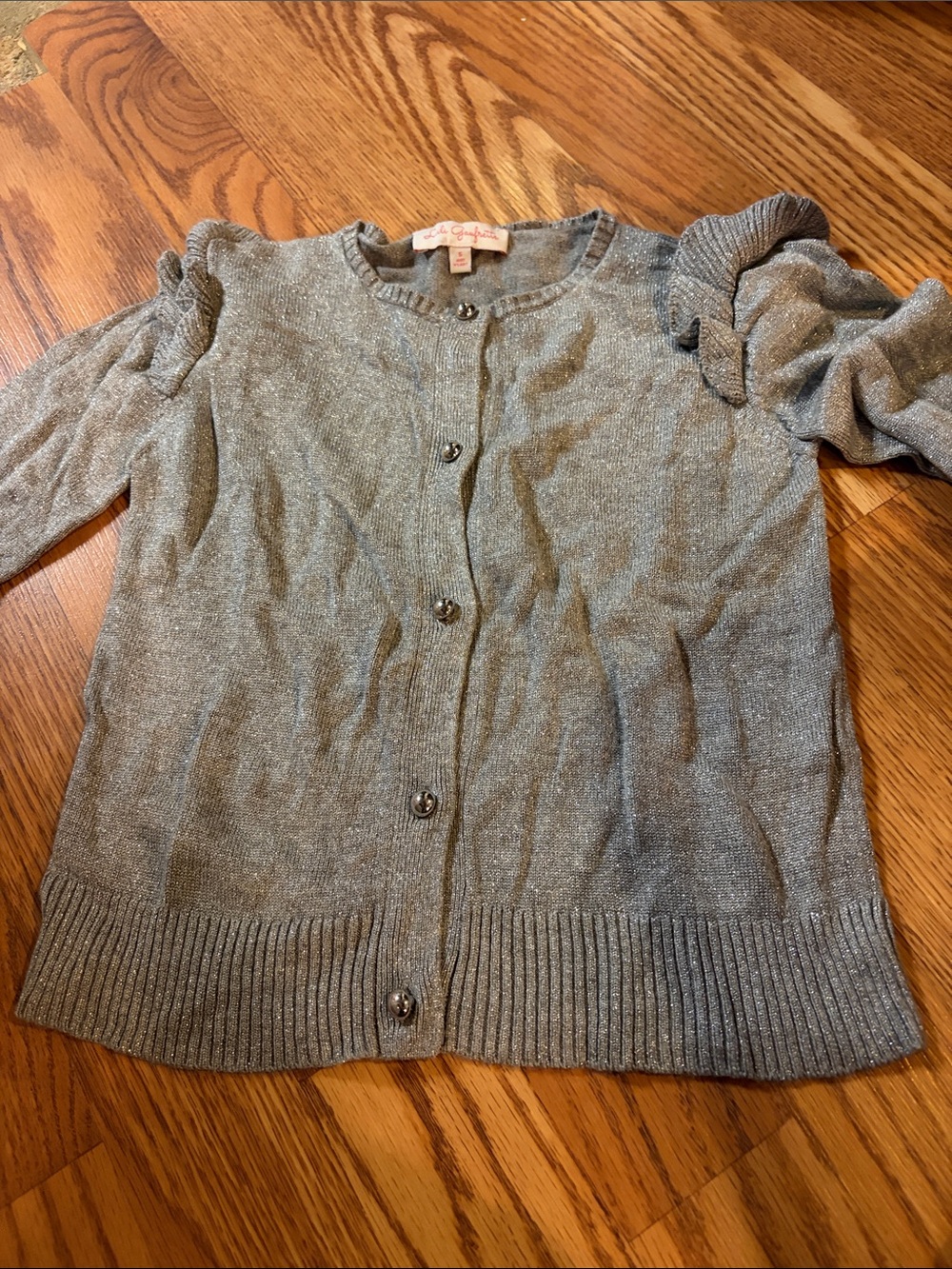Lili Gaufrette Silver Sparkle Button-Up Cardigan